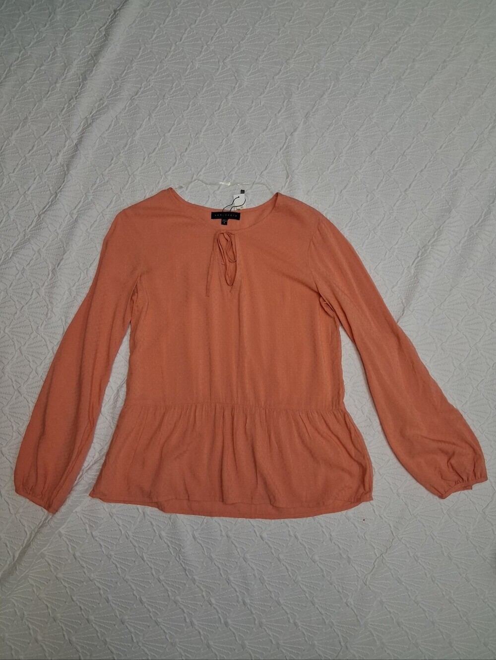 Sanctuary Peach Tie-Neck Peplum Top Sixe S - Picture 16 of 16